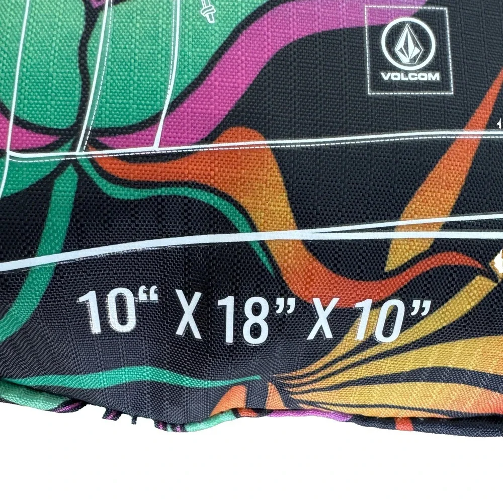 Volcom Packable Duffel Bag‎ Black Streetwear Travel Gym Lightweight 10 X 18 X 10